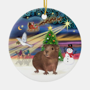 Xmas-Magie - Braunes Meerschweinchen Keramikornament
