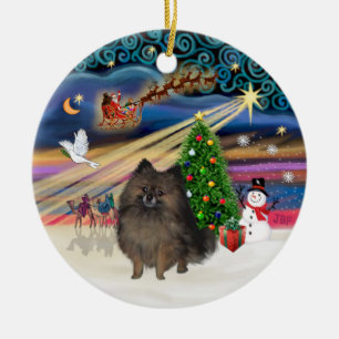 Xmas-Magie - Brindle Pomeranian Keramikornament