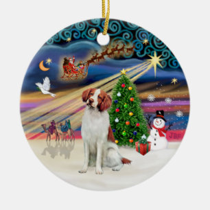 Xmas-Magie - Brittany Spaniel Keramik Ornament