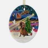 Xmas Magie - Dackel (braun 2) Keramikornament (Rechts)