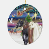 Xmas Magie - Drei arabische Pferde Keramik Ornament (Links)