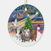 Xmas Magie - Drei Guinea Schweine Keramik Ornament (Links)