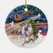 Xmas Magie - Drei Whippets Keramik Ornament (Hinten)