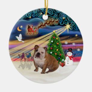 Xmas-Magie - Englische Bulldogge 1 (braun-creme) Keramik Ornament