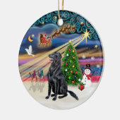 Xmas Magie - flach überzogener Retriever Keramikornament (Links)