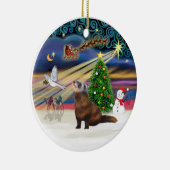 Xmas Magie - Frettchen 1 Keramikornament (Rechts)