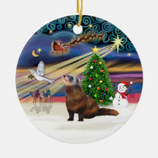 Xmas Magie - Frettchen 1 Keramikornament (Vorne)