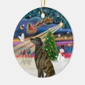 Xmas Magie - Grauschwanz in Brindle Keramikornament (Links)