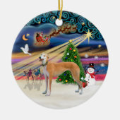 Xmas Magie - Hellroter Windhund Keramik Ornament (Vorne)