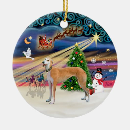 Xmas Magie - Hellroter Windhund Keramik Ornament (Vorne)