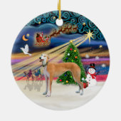 Xmas Magie - Hellroter Windhund Keramik Ornament (Hinten)