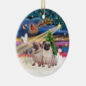 Xmas Magie - Mops (Zwei Fingern 2) Keramikornament (Rechts)