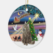Xmas Magie - Norwegische Waldkatze Keramik Ornament (Links)