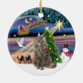 Xmas Magie - Norwegische Waldkatze Keramik Ornament (Hinten)