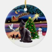 Xmas Magie - Russische Blaue Katze Keramikornament (Hinten)