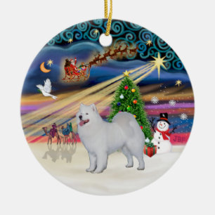 Xmas-Magie - Samojede (stehend) Keramik Ornament