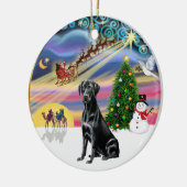 Xmas Magie - Schwarzes Labor Keramik Ornament (Links)