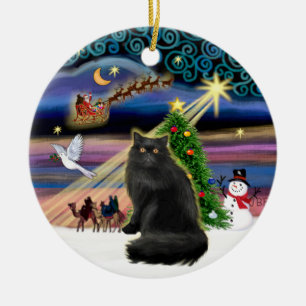 Xmas Magie - Schwarzpersische Katze Keramikornament