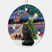 Xmas Magie - Schwarzpersische Katze Keramikornament (Links)