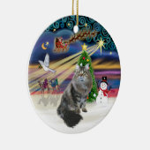Xmas Magie - sibirische Katze Keramikornament (Rechts)
