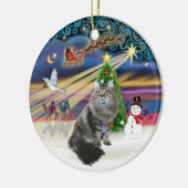 Xmas Magie - sibirische Katze Keramikornament (Links)