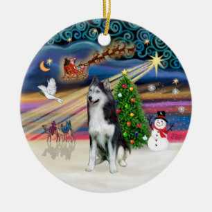 Xmas Magie - Sibirischer Husky 2 Keramik Ornament