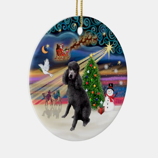 Xmas Magie - Standard Black Poodle Keramikornament (Rechts)