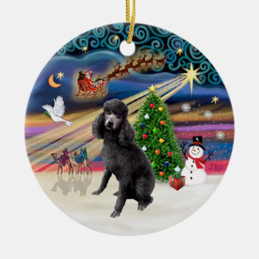 Xmas Magie - Standard Black Poodle Keramikornament (Vorne)