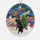Xmas Magie - Standard Black Poodle Keramikornament (Links)