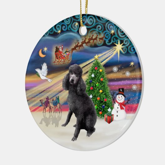 Xmas Magie - Standard Black Poodle Keramikornament (Links)