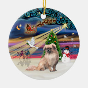 Xmas-Magie - Tibet-Spaniel (Fawn) Keramikornament
