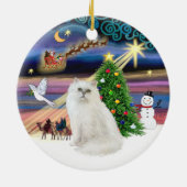 Xmas Magie - Weiße Persische Katze Keramikornament (Hinten)