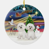 Xmas Magie - Zwei Bichon Frise Keramik Ornament (Hinten)