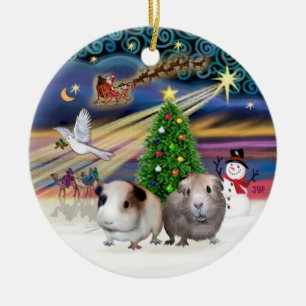 Xmas-Magie - Zwei Meerschweinchen Keramik Ornament