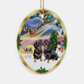 Xmas Magie - Zwei schwarze Dackeln Keramikornament (Rechts)