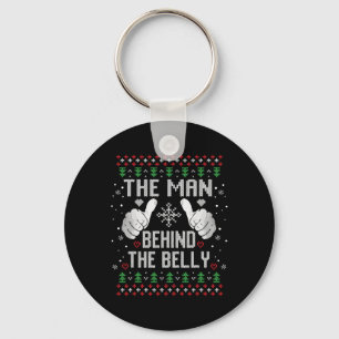 Xmas Man Hinter dem Bauch-Vater-Schwangerschaft An Schlüsselanhänger