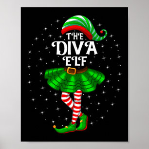 Xmas Matching Family Girls Mama Diva Elf Poster