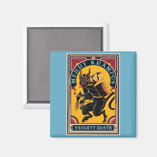 Xmas Merry Krampus Naughty Brats Circus Poster Magnet (Vorderseite/Rückseite)