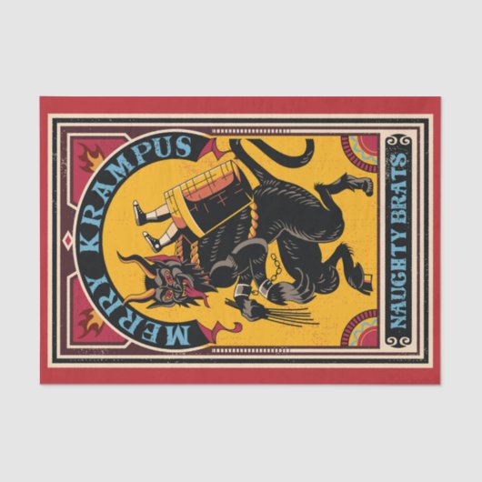 Xmas Merry Krampus Naughty Brats Circus Poster Seidenpapier (Vorderseite)