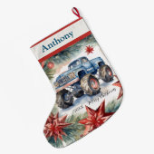 Xmas Monster Truck Boys Großer Weihnachtsstrumpf (Rückseite (Hängend))