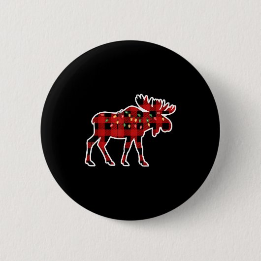 Xmas Moose Red And Black Buffalo Plaid Christmas L Button (Vorderseite)