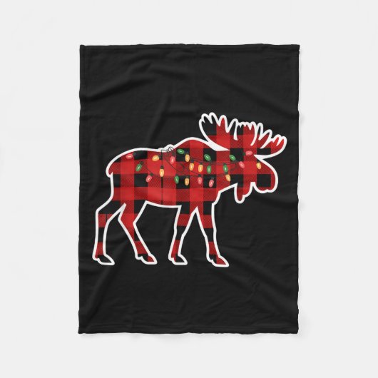 Xmas Moose Red And Black Buffalo Plaid Christmas L Fleecedecke (Vorderseite)