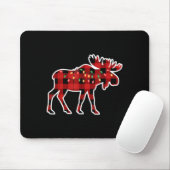 Xmas Moose Red And Black Buffalo Plaid Christmas L Mousepad (Mit Mouse)
