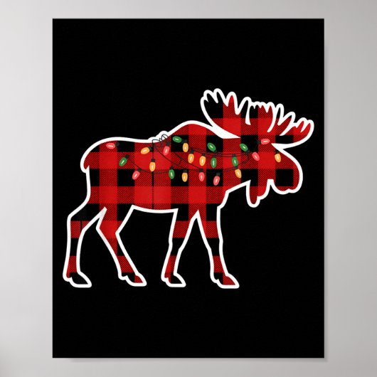 Xmas Moose Red And Black Buffalo Plaid Christmas L Poster (Vorne)
