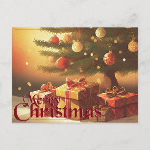 Xmas Motif, mit Geschenken unter dem Weihnachtsbau Feiertagspostkarte