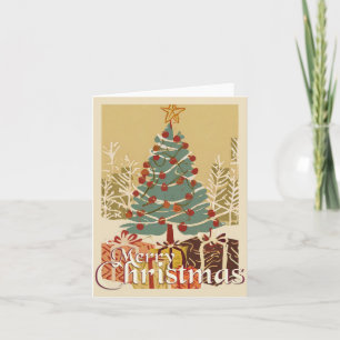 Xmas Motif, mit Geschenken unter dem Weihnachtsbau Karte