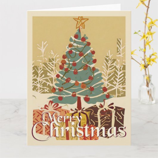 Xmas Motif, mit Geschenken unter dem Weihnachtsbau Karte (Gelbe Blume)