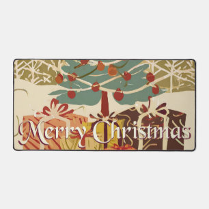 Xmas Motif, mit Geschenken unter dem Weihnachtsbau Schreibtischunterlage