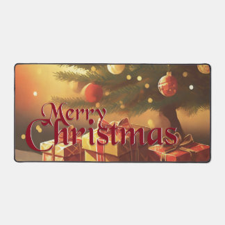 Xmas Motif, mit Geschenken unter dem Weihnachtsbau Schreibtischunterlage