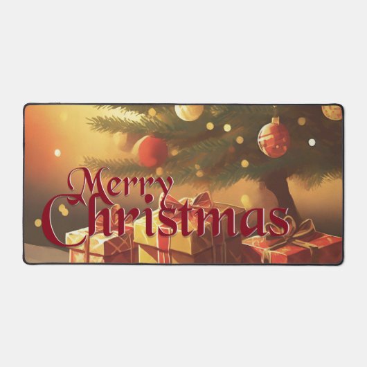 Xmas Motif, mit Geschenken unter dem Weihnachtsbau Schreibtischunterlage (Vorderseite)